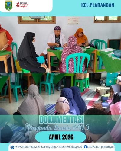 Posyandu Lansia RW 3 Kelurahan Plarangan 