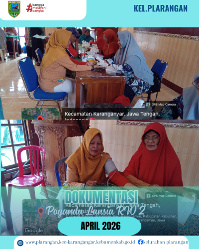 Posyandu Lansia RW 02 di Balai Kelurahan Plarangan 
