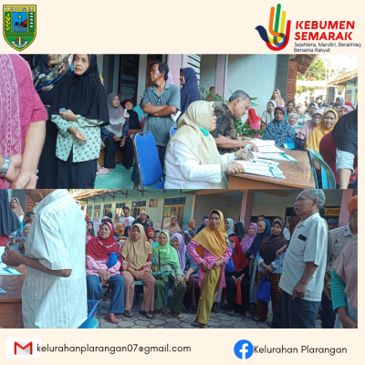 Pembagian Beras untuk warga tidak mampu Kel Plarangan 