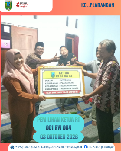 Pemilihan Ketua RT 001 RW 004 Kelurahan Plarangan 