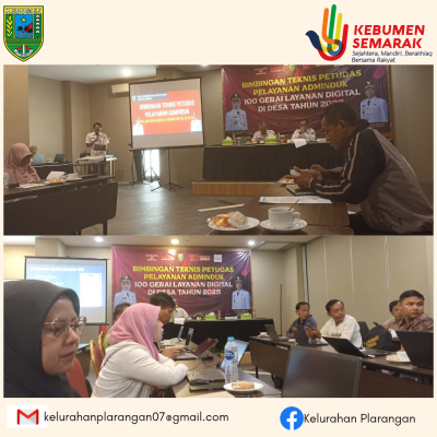 Kelurahan Plarangan mengikuti bimtek 100 Gerai Layanan Digital di Desa Bertempat di Hotel Grand Kolopaking