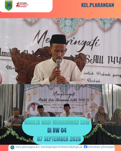 Peringatan Maulid Nabi Di RW 04 Kelurahan Plarangan 