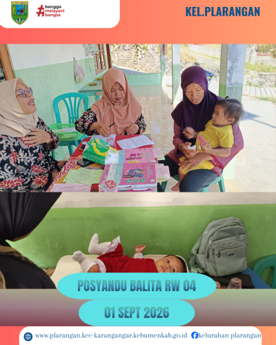Posyandu Balita RW 04 Kelurahan Plarangan Bulan September 2026