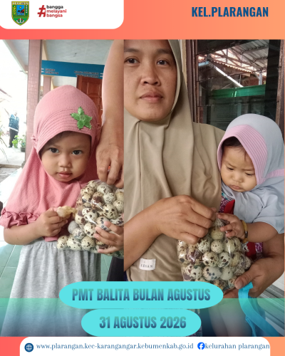 PMT bulan Agustus tahun 2026 Kelurahan Plarangan 