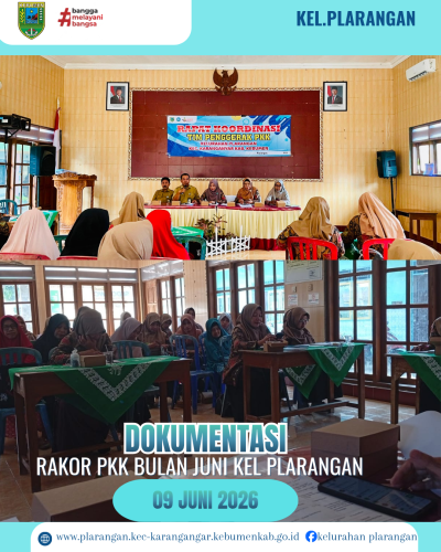 Rakor PKK bulan Juni 2026 Kelurahan Plarangan 