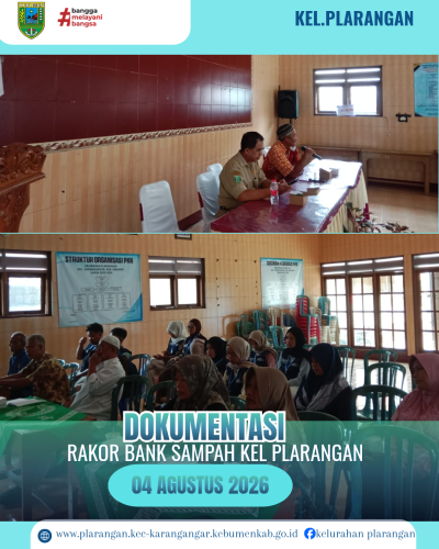 Rakor Bank Sampah kelurahan Plarangan bulan Agustus 2026