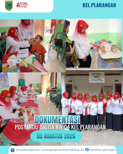 Posyandu Balita RW 04 Kelurahan Plarangan Bulan Agustus 2026
