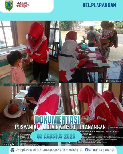 Posyandu Balita RW 5 Kelurahan Plarangan bulan Agustus 2026