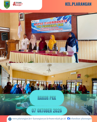 Rakor PKK Kelurahan Plarangan Bulan Oktober 2026