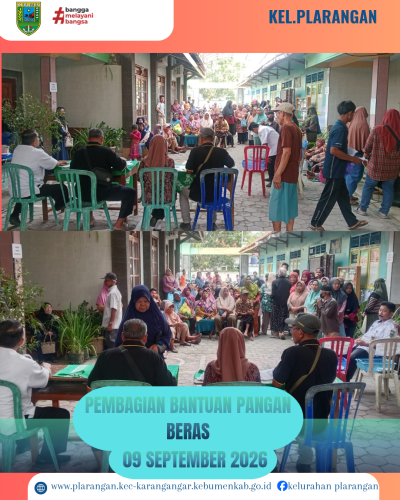 Bantuan Cadangan Pangan Beras Bulan Juli -September 2026 Keluarahan Plarangan 