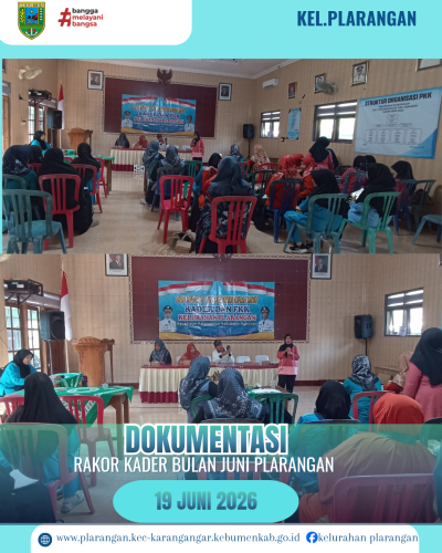 Rakor Kader Kelurahan Plarangan bulan Juni 2026