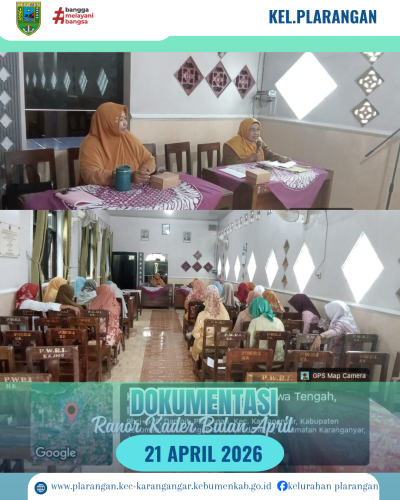 Rakor Kader bulan April 2026 Kelurahan Plarangan 