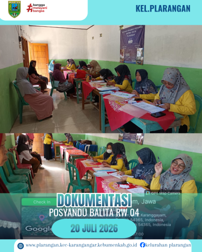 Posyandu Balita RW 04 Bulan Juli Kelurahan Plarangan 