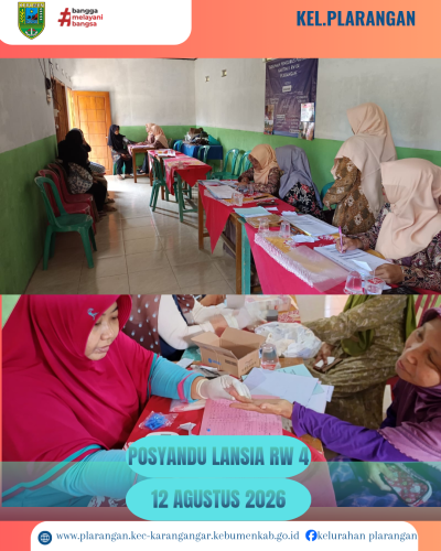 Posyandu Lansia RW 04 bulan Agustus 2026