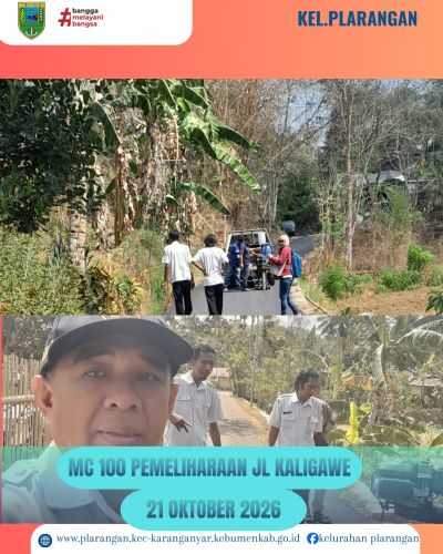 MC 100 Pemeliharaan pekerjaan Jala Kaligawe Kelurahan Plarangan 