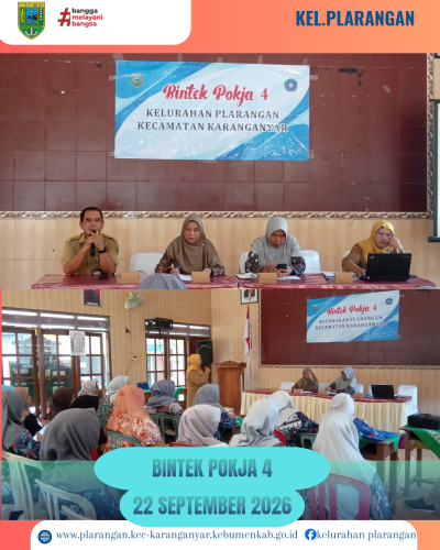 Bintek Pokja 4 Kelurahan Plarangan 