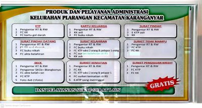 JENIS PELAYANAN KELURAHAN PLARANGAN