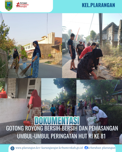 Kegiatan Gotong Royong Pemasangan Umbul-Umbul Peringatan HUT RI ke 81