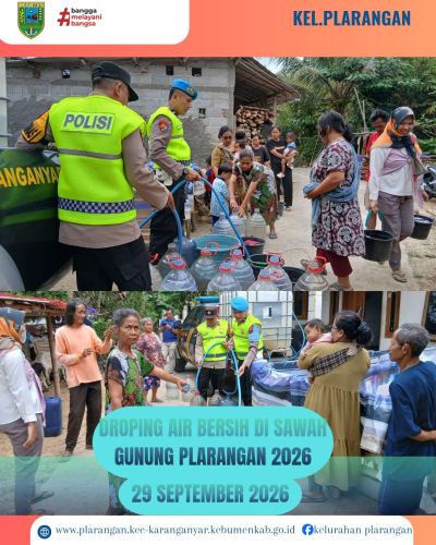 Kekurangan Air Bersih di Sawah Gunung Plarangan, Polsek Karanganyar Lakukan Dropping Air Bersih